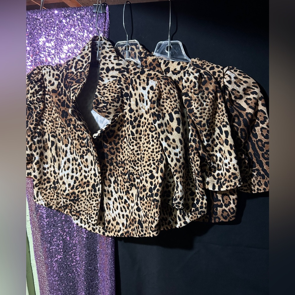 Papermoon Leopard Print Bolero Jacket Pinup Retro - Picture 3 of 5